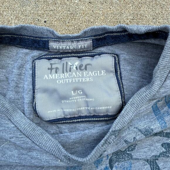 American Eagle Vintage Fit Blue Graphic T-Shirt - Size L - Picture 2 of 5